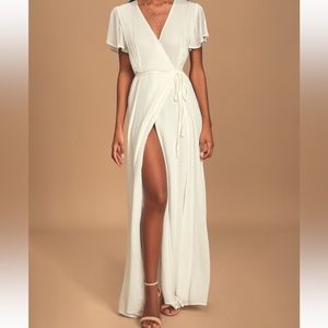 Lulus White Wrap Maxi Dress - heart of gold